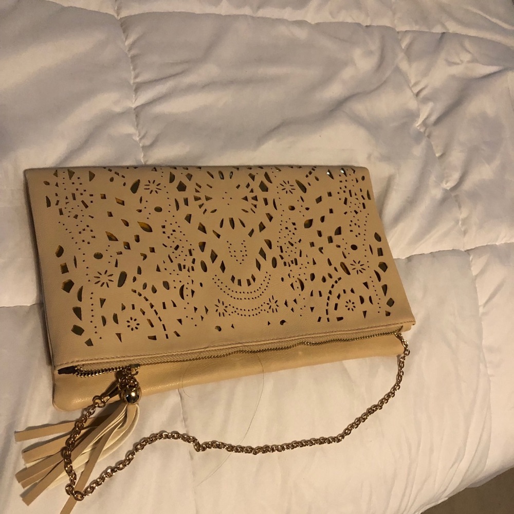 Beige and gold fold purse